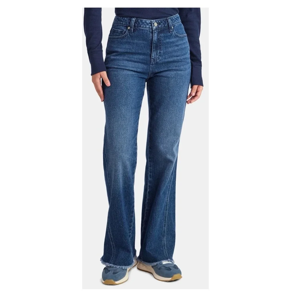 Time and Tru Womens Size 18 High Rise Flare Jeans Side‎ Seam Detail Dark Wash